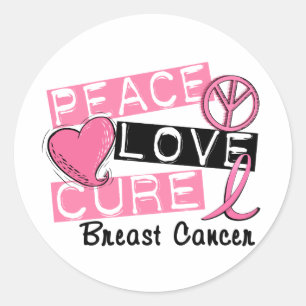Peace Love Cure Breast Cancer Classic Round Sticker