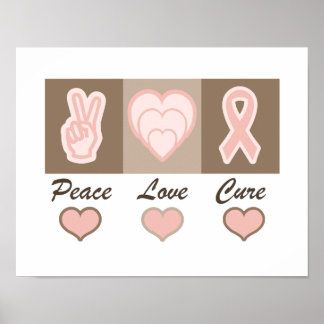 Peace, Love, Cure Breast Cancer Poster