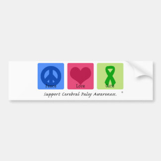 Peace Love Cure Cerebral Palsy Bumper Sticker