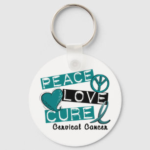 PEACE LOVE CURE CERVICAL CANCER KEYCHAIN