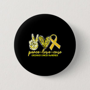 Peace Love Cure Childhood Cancer Awareness Leopart Button