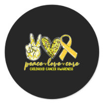 Peace Love Cure Childhood Cancer Awareness Leopart Classic Round Sticker