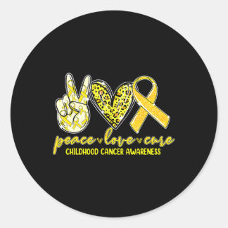 Peace Love Cure Childhood Cancer Awareness Leopart Classic Round Sticker