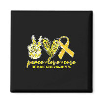 Peace Love Cure Childhood Cancer Awareness Leopart Magnet