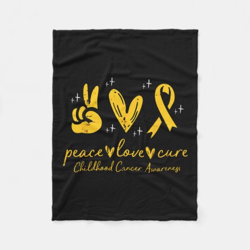 Peace Love Cure Childhood Cancer Awareness Men Wom Fleece Blanket