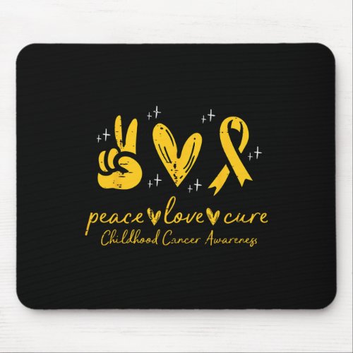 Peace Love Cure Childhood Cancer Awareness Men Wom Mouse Pad