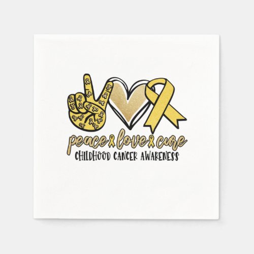 Peace Love Cure Childhood Cancer Awareness Napkins