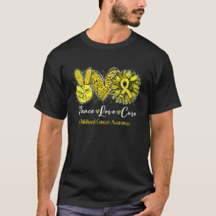 Peace Love Cure Childhood Cancer Awareness Sunflow T-Shirt