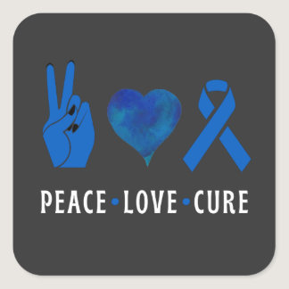 Peace Love Cure , Colon Cancer Awareness T-Shirt T Square Sticker
