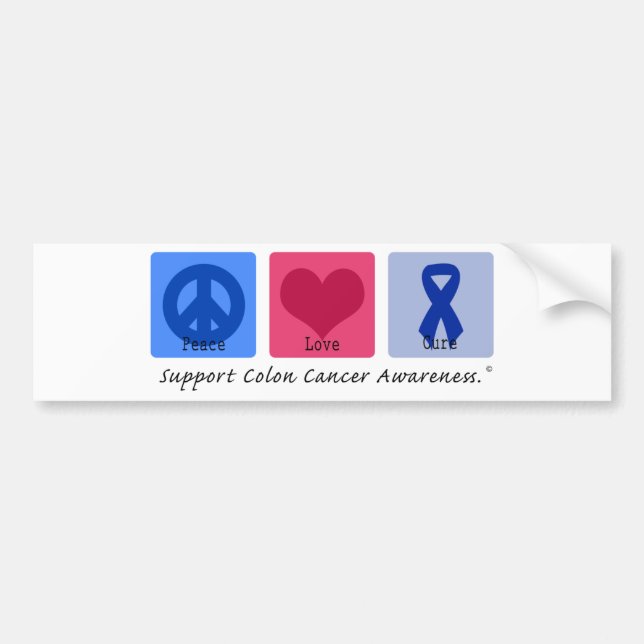 Peace Love Cure Colon Cancer Bumper Sticker (Front)