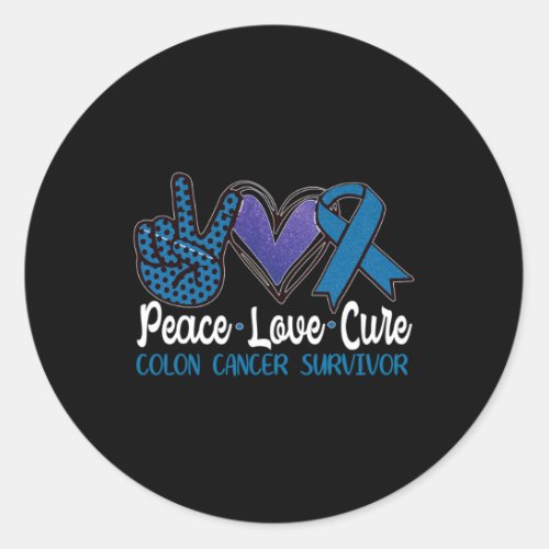 Peace Love Cure Colon Cancer Survivor Awareness Gi Classic Round Sticker