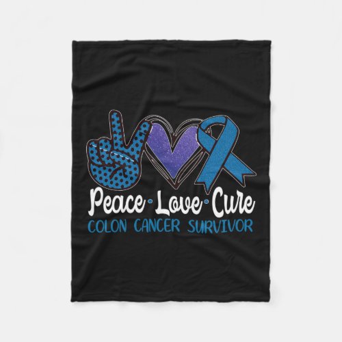 Peace Love Cure Colon Cancer Survivor Awareness Gi Fleece Blanket