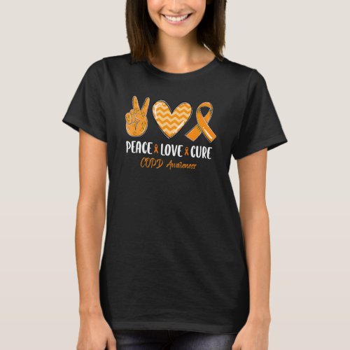 Peace Love Cure COPD Awareness Month Orange Ribbon T_Shirt