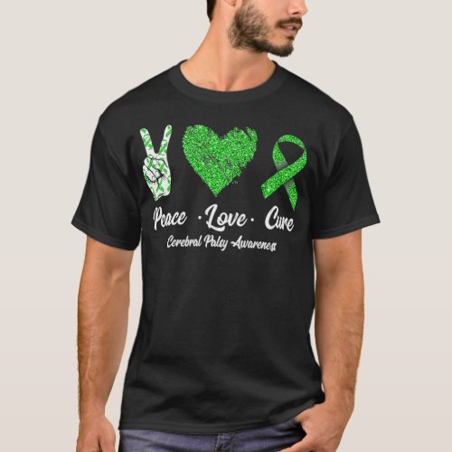Peace Love Cure CP Cerebral Palsy Awareness T_Shirt