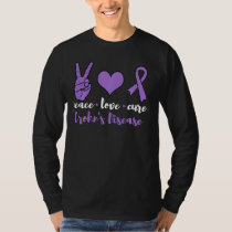 Peace Love Cure Crohn's Disease Awareness Family W T-Shirt