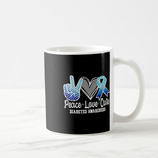 Peace Love Cure Diabetes Awareness 1  Coffee Mug (Right)