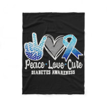 Peace Love Cure Diabetes Awareness 1  Fleece Blanket