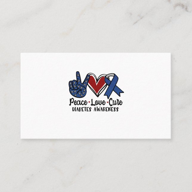 Peace Love Cure Diabetes Awareness Business Card (Front)