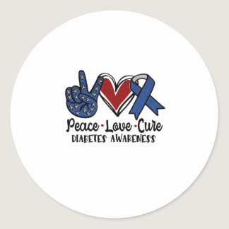 Peace Love Cure Diabetes Awareness Classic Round Sticker