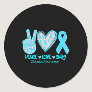 Peace Love Cure Diabetes Awareness Gift  Classic Round Sticker