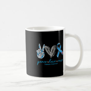 Peace Love Cure Diabetes Awareness Heart Ribbon Coffee Mug