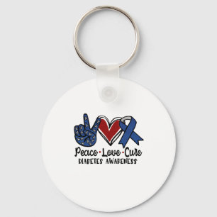 Peace Love Cure Diabetes Awareness Keychain