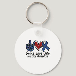 Peace Love Cure Diabetes Awareness Keychain