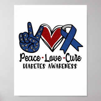 Peace Love Cure Diabetes Awareness Poster