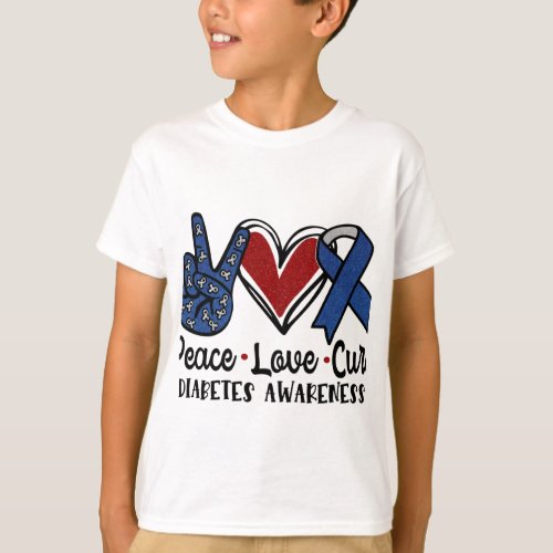 Peace Love Cure Diabetes Awareness T_Shirt