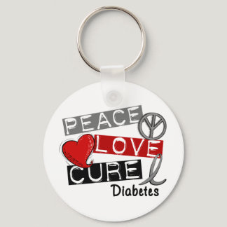 PEACE LOVE CURE DIABETES KEYCHAIN