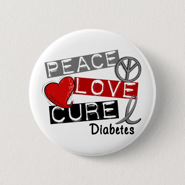 PEACE LOVE CURE DIABETES PINBACK BUTTON (Front)