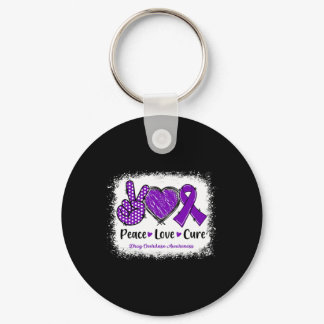 Peace Love Cure Drug Overdose Awareness Purple Rib Keychain