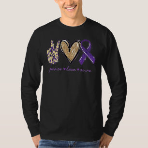 Peace Love Cure Epilepsy Awareness Ribbon Warrior T-Shirt