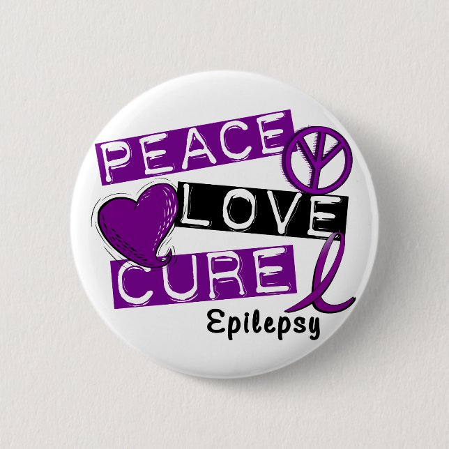PEACE LOVE CURE EPILEPSY PINBACK BUTTON (Front)