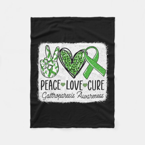 Peace Love Cure Gastroparesis Awareness Green Ribb Fleece Blanket