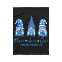 Peace Love Cure Gnome Diabetes Awareness Survivors Fleece Blanket