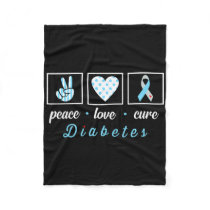 Peace Love Cure Grey Blue Ribbon Type 1 Diabetes A Fleece Blanket