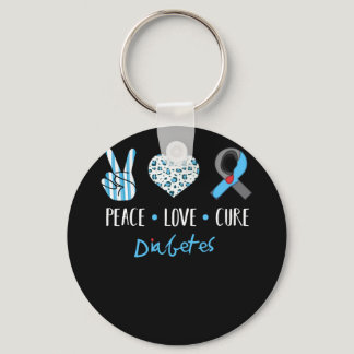 Peace Love Cure Grey Blue Ribbon Type 1 Diabetes A Keychain