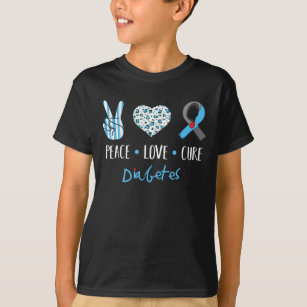 Peace Love Cure Grey Blue Ribbon Type 1 Diabetes A T-Shirt