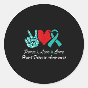 Peace Love Cure Heart Disease Awareness Chd Suppor Classic Round Sticker