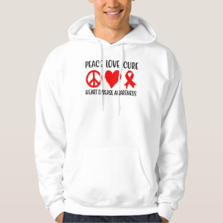 Peace Love Cure Heart Disease Awareness Men Women  Hoodie