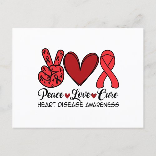Peace Love Cure Heart Disease Awareness Postcard
