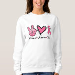 Peace Love Cure Heart Pink Ribbon Breast Cancer Sweatshirt<br><div class="desc">Peace Love Cure Heart Pink Ribbon Breast Cancer Awareness Sweatshirt Key Features: 1. Stylish Design: The sweatshirt features a trendy and eye-catching design, making it a perfect addition to your casual wardrobe. 2. Premium Material: Our sweatshirt is made from a blend of cozy cotton and durable polyester, ensuring long-lasting comfort...</div>