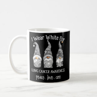 Peace Love Cure I Wear White Gnome Lung Cancer Awa Coffee Mug