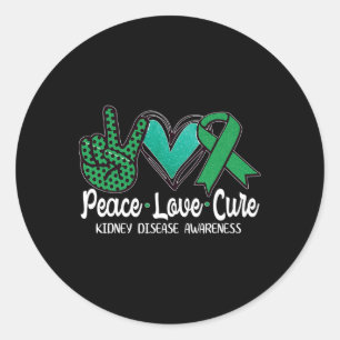 Peace Love Cure Kidney Disease Awareness Gift  Classic Round Sticker