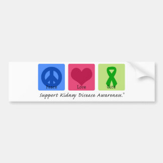 Peace Love Cure Kidney Disease Bumper Sticker