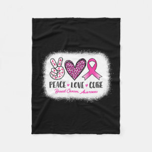 Peace Love Cure Leopard Breast Cancer Awareness Fleece Blanket