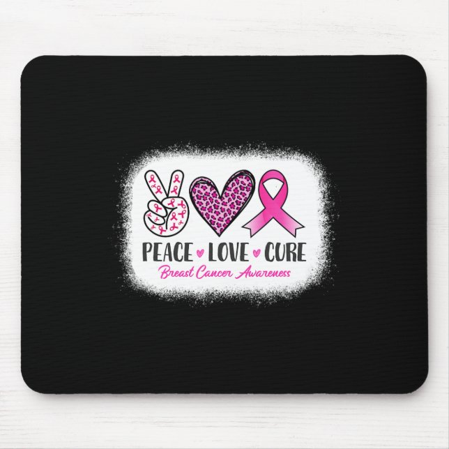 Peace Love Cure Leopard Breast Cancer Awareness  Mouse Pad (Front)