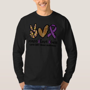 Peace Love Cure Leopard Heart World Elder Abuse Aw T-Shirt