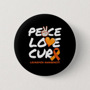 Peace Love Cure - Leukemia Awareness Button
